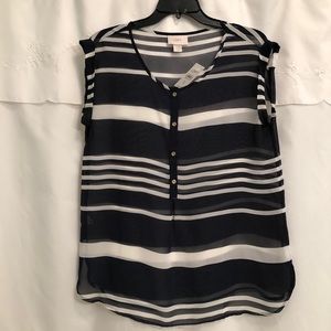 Loft sleeveless Navy/White striped woven blouse